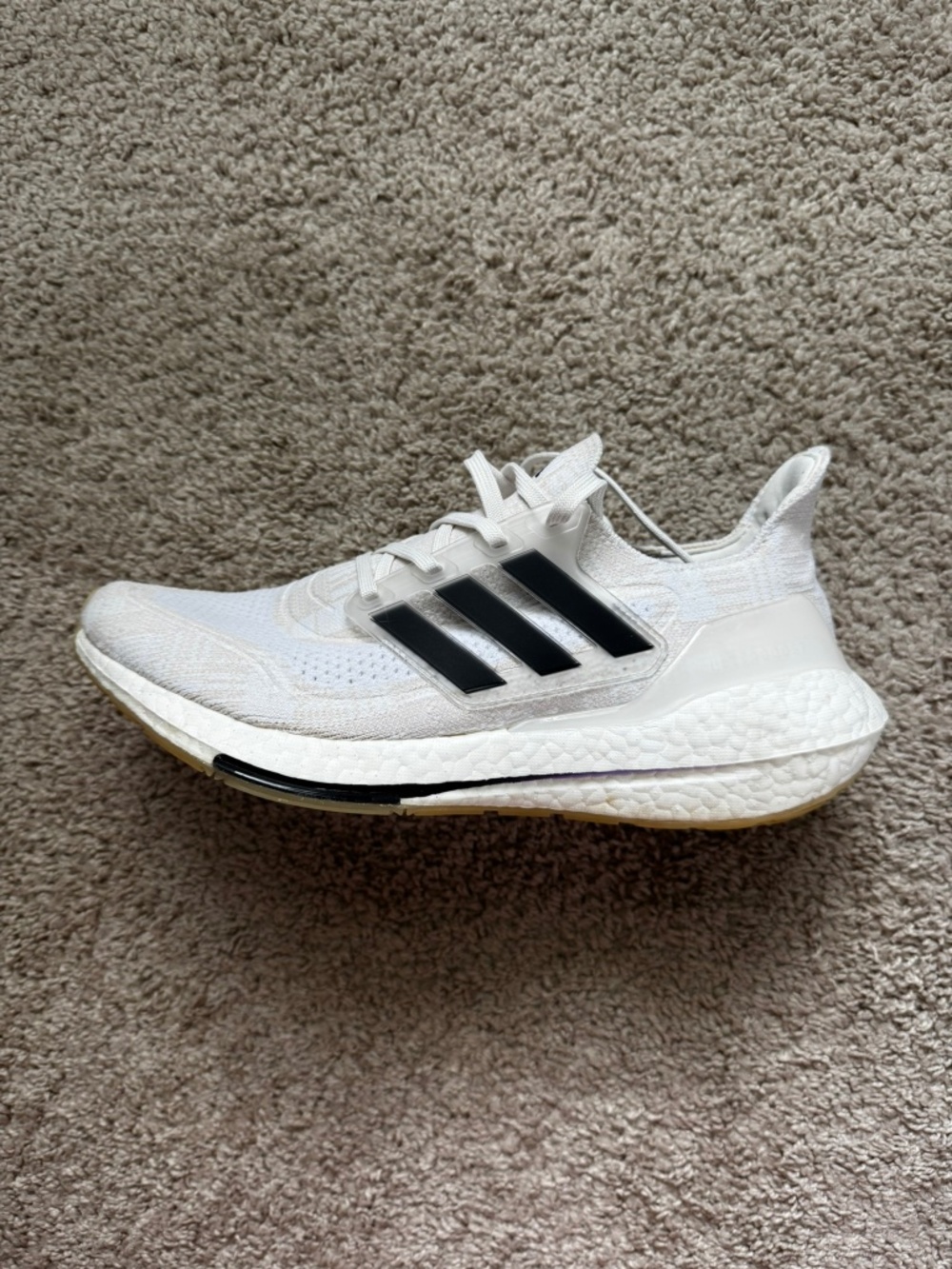 adidas Ultraboost 21 White Black Running Shoes FY0838 Womens Size 9.5 Sneakers
